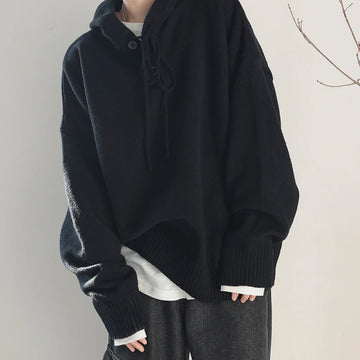 Hoodies Men Simple Loose Oversize M-5XL Preppy Autumn Winter Solid Color Cozy All-match Korean Style Male Knitwear Popular Warm